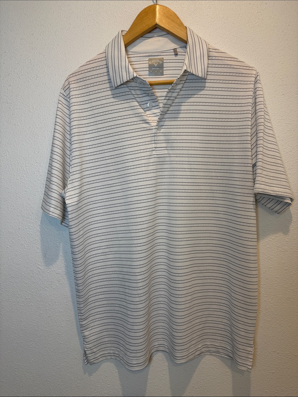 Callaway Opti-Dri Golf Striped Short-Sleeve Polo Shirt - Light Gray/White M